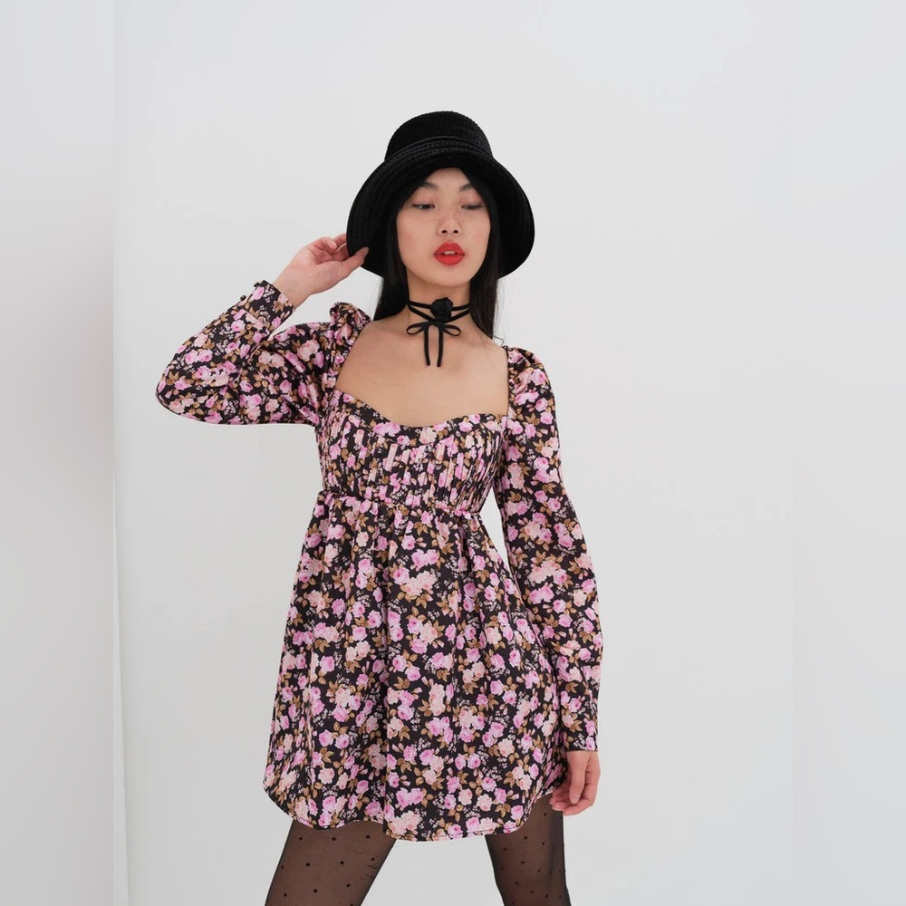 FOR LOVE & LEMONS Kate Long Sleeve Mini Dress